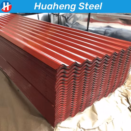 Baufliesen, farbbeschichtetes Metall, Stahlblech, gewelltes, vorlackiertes Dachblech aus verzinktem Eisen